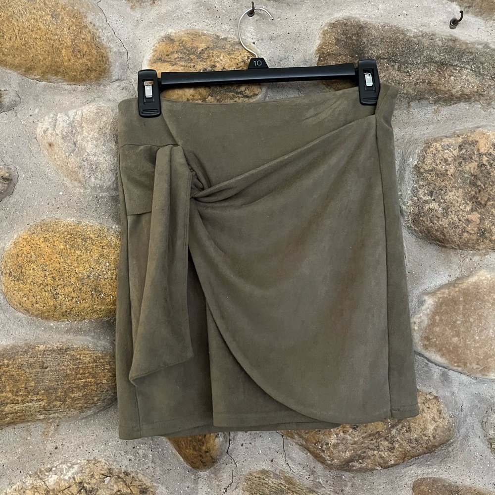 Altar'd State Olive Faux Suede Mini Skirt